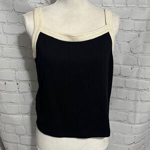 Vintage St John - Black Knit Sleeveless Top Embellished - S